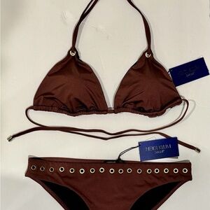 Heidi Klum Majestic Shimmer Brown Bikini Swim Suit NWT